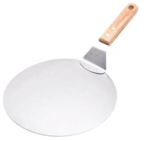 Pala redonda de acero inoxidable para pizza, 25 cm, bandeja de transferencia de acero inoxidable, pala de pizza, pala redonda para tartas, panes, espátula elevadora de pasteles, bandeja de