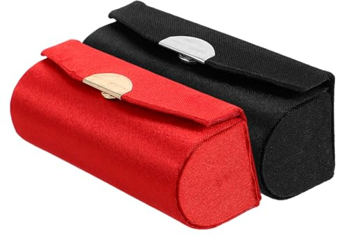 LIFKOME Custodia per Rossetto Vintage in Tessuto Rosso con Specchio Integrato, Design Portatile Raffinato per Quotidiano e Feste, Confezione 2 Pezzi