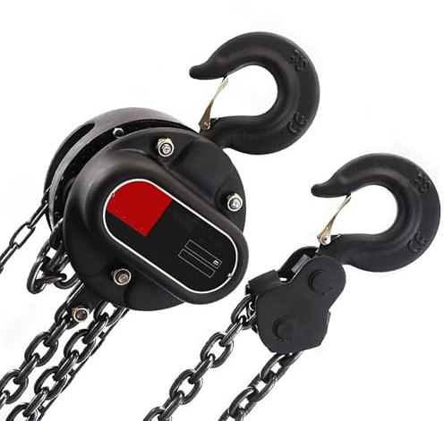 Paranco a Catena Manuale - Capacità 1 tonnellata, con Freno a Doppio Nottolino, Guida Automatica Della Catena e Gancio di Rotazione a 360°, per uso Industriale, Automobilistico(2T-3m)