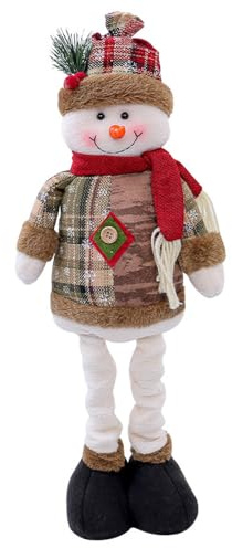 Joygoodta snögubbe-figurer, teleskopisk, stående, söt snögubbe i plysch i semesteroutfit, jul heminredning för barn och vuxna, juldekoration