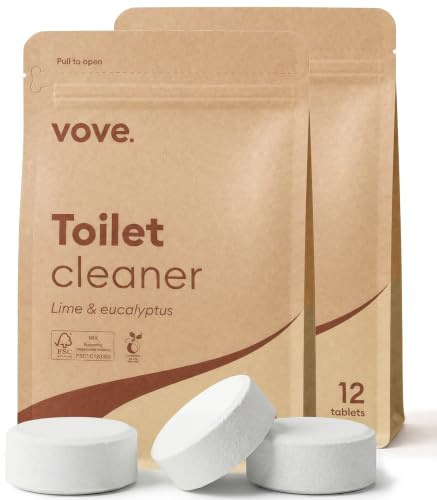 Vove Probiotic Toilet Bowl Cleaner Tablets, 24 Count - Lime & Eucalyptus, Citric Acid + Oxygen Bleach Fizzing Formula, Dissolves Limescale & Hard Water Stains, Plant-Based, Septic Safe, Plastic-Free
