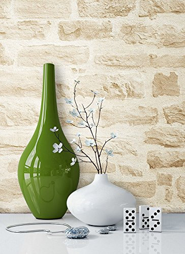 NEWROOM Papel pintado efecto piedra beige vellóntapete crema Natur Struktur Stein hermoso diseño moderno 3d mirada, incluyendo papel tapiz guía