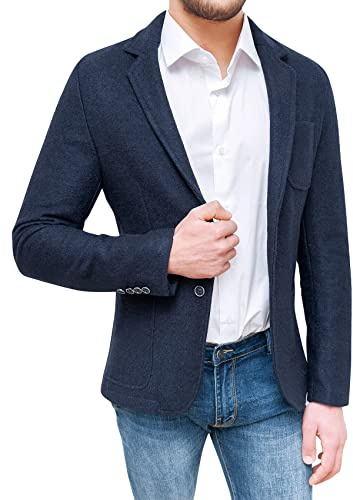 Evoga - Chaqueta de Invierno para Hombre Blazer Slim Fit, Elegante de Lana