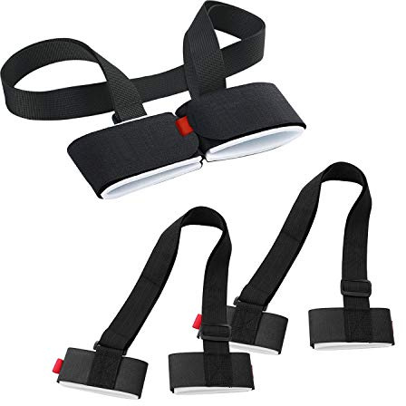 JEEZAO 3 Piezas Esqui Correa,Portaesquis,Correa Ajustable Esquí para Transporte y Almacenamiento, Accesorios de Esquí para Adultos y Niños (Negro)