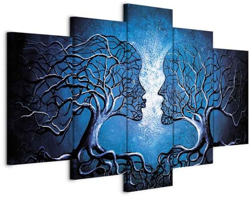 artgeist Acoustic Canvas Wall Art Tree People 80x40 in - 5pcs Picture with Acoustic Foam Sound Print Artwork Room Acoustics Soundproofing h-A-0086-b-o