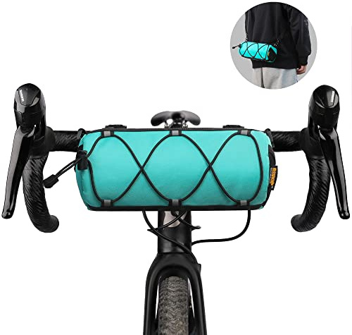 Rhinowalk Bike Handlebar Bag - Front Shoulder Storage Bag with Shoulder Strap for Road Mountain Bike Cycling Travel (Lake Blue)