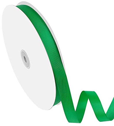Isaspire 5/8 Width x 100 Yards Grosgrain Ribbon, Green Ribbed Ribbon for Gift Wrapping, Hair, Bows, Craft, DIY, Swags, Wedding, Valentine's Day, Christmas and Party Decoration