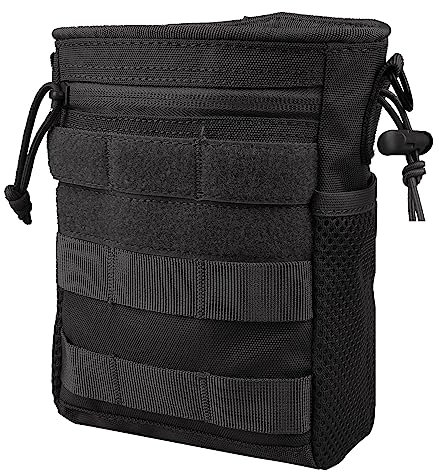 MAGARROW Taktisch Dump Magazin Tasche Jagd Recovery Bag Drop Pouch Militärisches Zubehör Molle Beutel mit Kordelzug Kleine Gürteltasche Tragbare (Schwarz)