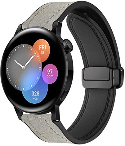 Magnetische Armbänder für Huawei Watch GT 3 pro 43mm/ GT 3 42mm Armband für Männer und Frauen, Magnetische Leder Silikon Hybrid Ersatzarmband Kompatibel mit Huawei Watch GT 3 pro 43mm/ GT 3 42mm (3)