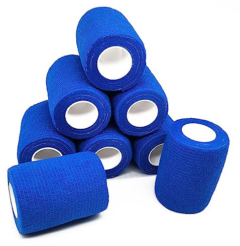 8 Rollen Selbstklebender Verband Elastische Tape Wasserfest Binde Haftbandage Pflasterverband Fixierbinde für Knie Beine Hand Wrist und Sprunggelenk 7.5cm x 4.5m Blau