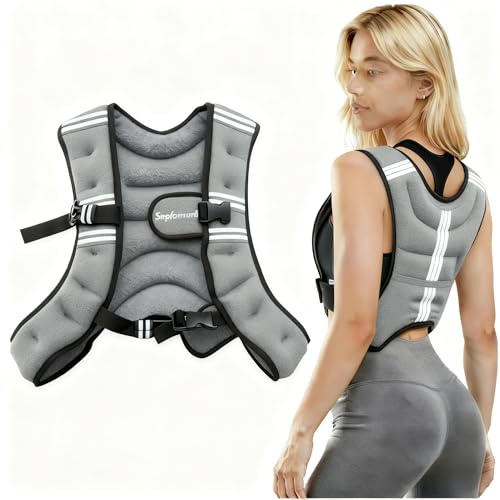 Stepfowarder Weighted Vest, 3kg/5kg Weight Vest with Reflective Stripe for Training Workout, Running, Fitness, Jogging, Cardio, Walking (3KG - Grey)
