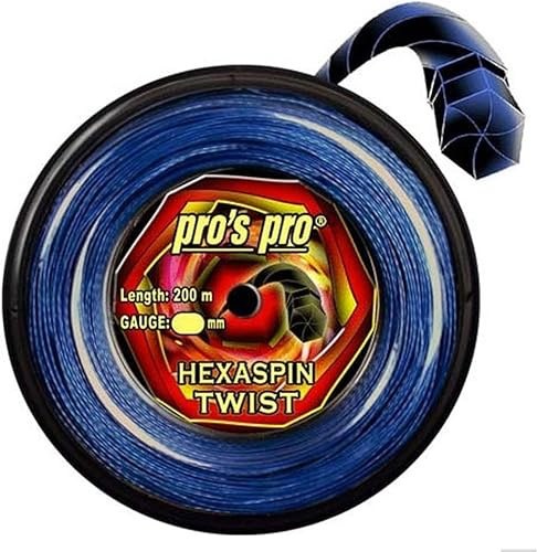 Generisch Pros Pro Hexaspin Twist Corde de tennis avec bobine de 200 m Bleu 1,25 mm