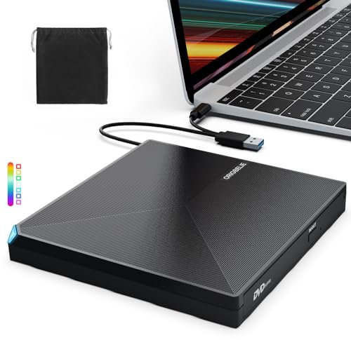ORIGBELIE Externes DVD Laufwerk, USB 3.0 Typ C CD DVD +/-RW Externer DVD Brenner, Ultra-Slim Externes CD Laufwerk für Laptop Desktop PC iMac MacBook Pro/Air Windows 11/10/8/7/XP/Vista Linux Mac OS