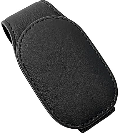 MyGadget Brillenhalter für Auto Sonnenblende - [ extra starker Magnet Clip ] - Innenraum Zubehör für alle Arten von Brillen aus PU Leder in Schwarz