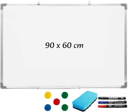Magnetic White Board Dry Wipe 90 x 60 cm Aluminium Frame Whiteboard for Walls in Home Office and School
