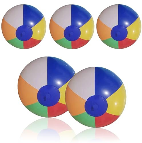 2pcs Rainbow Beach Balls, 16 Inflatable Glitter Confetti Large Beach Balls for Kids, Swimming Pool Toys