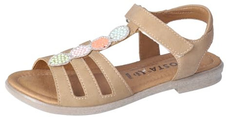 RICOSTA Mädchen Riemchensandalen ANA, Kinder Sandalen, Weite: MITTEL, Strandschuhe, Sandaletten, Sommersandalen, bequem, flach, beige (620), 36 EU