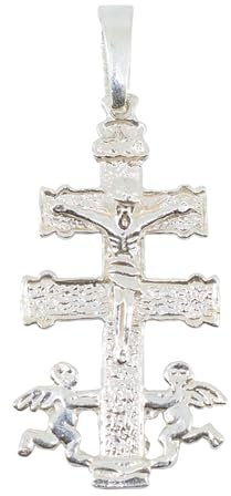 Only faith Colgante Cruz de Caravaca en Plata de Ley 925, 3-4 cm, Hecho en España Colgante Religioso (Cruz Caravaca 3 cm)