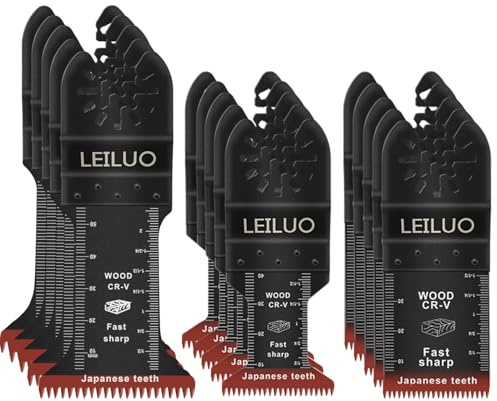 LEILUO 15-teiliges Multitool Sägeblatt Set Extra Lange Sägeblätter mit Japan-Verzahnung für Schnelle & Saubere Holzschnitte Langlebige CRV Klingen Kompatibel mit DeWalt Makita Milwaukee & Mehr