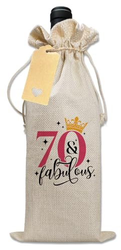 Bliceon 70th Birthday Gift Wine Drawstring Bag, Decorative Wine Bag with Witty Quotes, 70th Birthday Gift for Women, Unique Birthdays Gifts for Mum, Wife, Girlfriend, Sister, Colleague