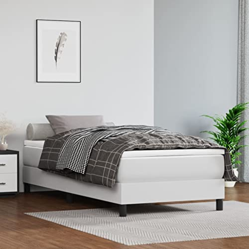 Nusvialune fickfjädermadrass medium vit 90 x 200 x 20 cm konstläder med ergonomiskt skumstöd för bekväm sömn i sovrummet och gästrummet