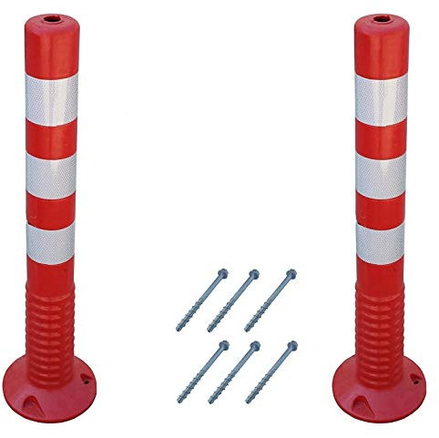 FP-80Sx2 Poteaux de Signalisation 75 cm en Plastique Flexible, Rouge (Pack de 2)