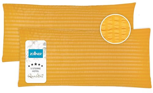 ZOLLNER 2er Set Kissenbezüge mit HV20 100% Baumwolle, 40x80 cm, Orange