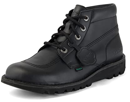 Kickers Bottines classiques unisexes en cuir alternatif Kick Hi | Matériau à base de plantes | Extra confortables | Durabilité accrue | Qualité supérieure, Cuir alternatif noir, 38 EU