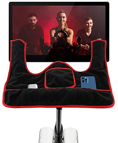COOLWUFAN Anti-Slippery Soft Handlebar Towel Cover for Peloton Bike, Red Terry Cloth Handlebar Towel Mat, Accessory for Stationary Bike
