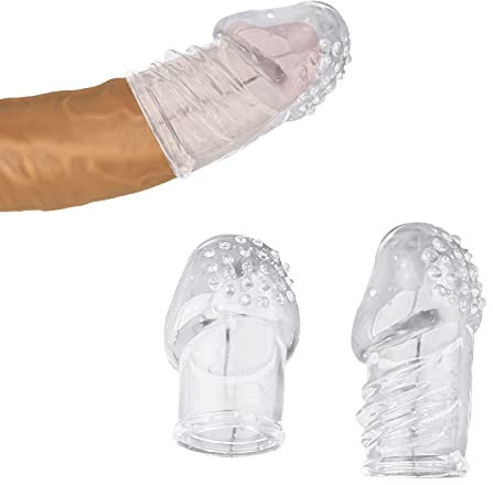 Penishülle Penis Sleeve Eichelring Eichel Hülle Vorhaut Rückhaltung Penisringe 2 Stück,Penismanschetten Penisring Dehnbar Silikon Cockring für Verzögerung Ejakulation,Sex Spielzeug für Männer