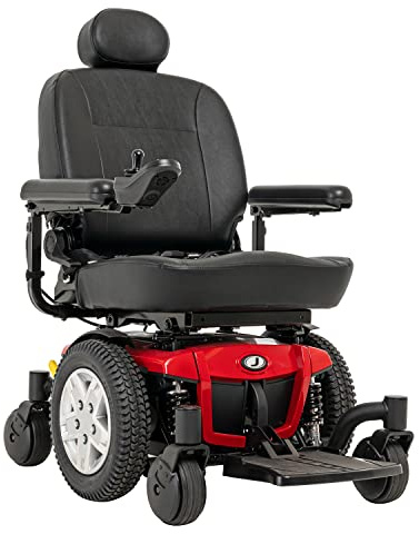 Pride Mobility Jazzy 600 ES Group 2 Power Chair, Nylon, Red, Mid Wheel Drive Power Chair for Adults, 300 lbs. WC, Up to 4 MPH, 24.8 Miles Range Per Charge