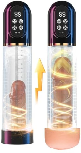 HIVEFUN Penispumpe für Penisvergrößerung, Elektrische Penis Pumpe mit 3 Vakuum Trainingsmodi 4 Saugmodi, Taschenmuschi Sex Spielzeug für die Männer Masturbator mit 2 Silikonhülsen Verstecktes Schwarz