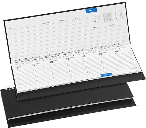 Tischkalender 2026 quer schwarz (Wochenplaner) - 2 Stück