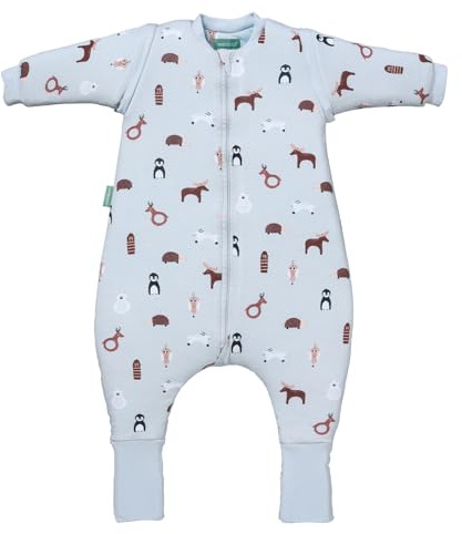 molis&co - Sacco Nanna con piedini, maniche staccabili e calzini - Sacco nanna invernale per Bambini - Sacchi Nanna 2.5 tog con piedini - 100% Cotone (Oeko-TEX 100) (Winter Animals, 3 anni)