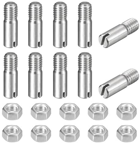 sourcing map 10 perni cilindrici con intaglio, M5 x 16 mm, in acciaio inox 304, con filettatura esterna, viti con scanalatura con dado per installazione di mobili e armadi (GB878)
