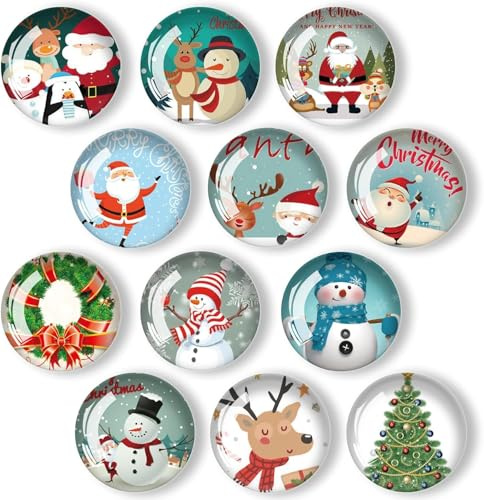 ZWLIYCHN Christmas Fridge Magnets 12 Pcs, Fridge Magnet Designs of Father Christmas, Snowmen, Reindeer, Xmas Themed Strong Fridge Magnets for Christmas Decorations, Whiteboard, Office, Kitchen, School