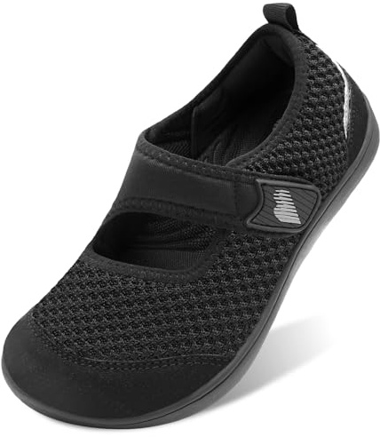 BARERUN Womens Walking Shoes Wide Diabetic Shoes Breathable Zero Drop Adjustable Sneakers for Elderly Neuropathy Bunion Edema Feet Barefoot Nursing Shoes Indoor Outdoor Black 8.5 Wide