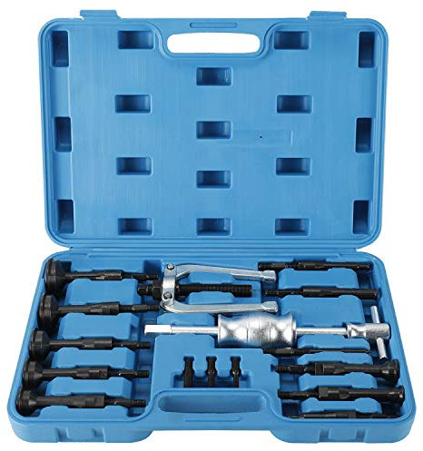 FreeTec 16tlg Innenlager Abzieher Set, 8-58mm Innenabzieher Lager, Grundloch Lagerabzieher Innenlager Auszieher Werkzeug, Kugellager Abzieher Innen mit Gleithammer Satz für Auto LKW Motorrad (Blau)