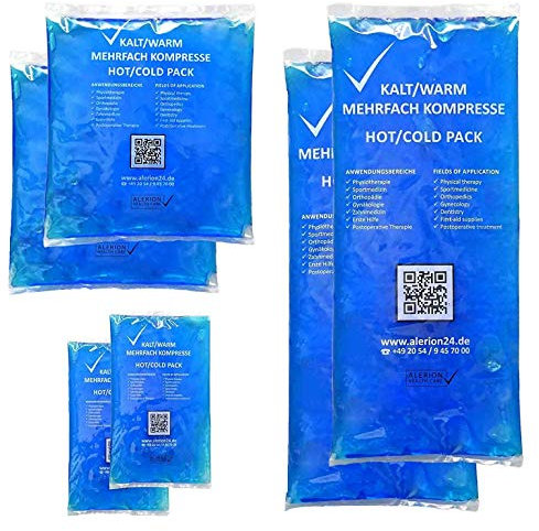 Lot de 6 compresse chaud/froid en 3 tailles – 8 x 16 cm + 13 x 14 cm + 12 x 29 cm – Compresse rafraîchissante compresse froide compresse chaude.