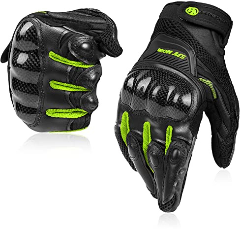 BORLENI Motorradhandschuhe Atmungsaktive Motorradhandschuhe Leder Vollfinger Knöchelschutzpolster Touchscreen