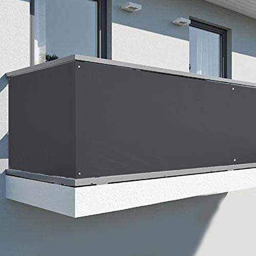 BAKAJI Telo Copertura Frangivista Frangivento per Ringhiera Protezione Balcone Dimensione 600 x 90 cm in Tessuto PVC Aggancio ad Occhielli Corda 24mt Inclusa (Grigio Scuro)