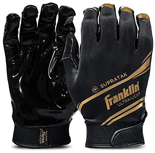 Franklin Sports Supratak - Guanti da calcio, taglia S, colore: Nero/Oro