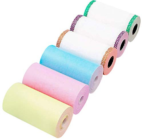kuou Printer Paper, 6 PCS Color Thermal Paper Rolls, 57 x 30mm (About 2.2 x 1.1 Inch), 6 Rolls in Total, Premium Quality for Portable Pocket Printer