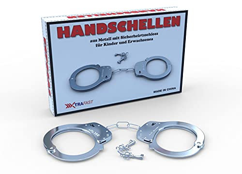 Polizei Handschellen Kinder aus Metall mit Sicherheitsschloss für Kinder und Erwachsene