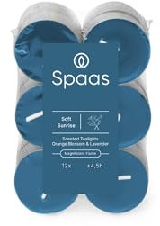 Spaas Scented Tealights flatpack x12 4.5h, Soft Sunrise, Blue
