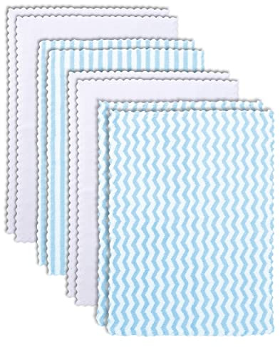 BAMBOO QUEEN Lot de 8 chiffons super doux ultra absorbants pour nouveau-nés, torchons à cracher le lait, aigue-marine et blanc, 40,6 x 30,5 cm