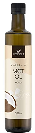 FOODIN MCT Öl aus 100% Kokosöl, Mittelkettige Triglyceride (MCT) Oil, Hergestellt aus produzierter Kokosnuss, 100% glutenfrei und vegan, 500 ml, Ideal für Ketogene Ernährung