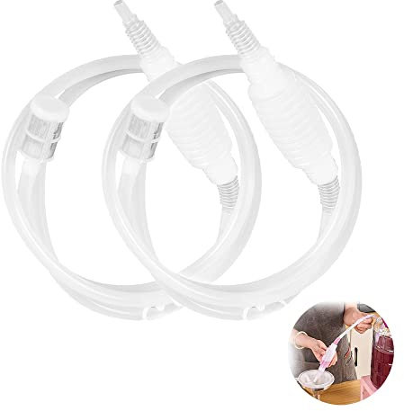 UtySty 2 Pack Brewing Siphon Pump Manual Liquid Transfer Hose Tube Pipe with Filter for Home Made Wine Beer Gas Fuel Kerosene Oil Water Fish Tank Filtration Bottle Equipment Tool