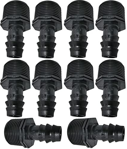 [Pack 10] Accessoire essentiel pour l'irrigation goutte à goutte: Connecteur tuyau 16mm avec filetage mâle 3/4 pour raccord avec pièce filetée.