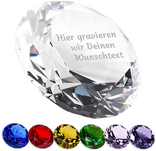 polar-effekt Deko Glas Diamant mit personalisierten Wunschtext - Briefbeschwerer mit Namen - Geburtstag und Weihnachten - Tisch-Dekoration für Wohnzimmer - für Männer und Frauen geeignet